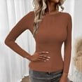 thumbnail image 2 of MESSUEN Crew Neck Sweater for Women Ribbed Long Sleeve Tops for Women Fall Sweaters for Women Sweater Tops for Women Casual Summer Outfits for Women's Summer Tops Womens Sweaters Brown M, 2 of 3