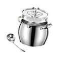 thumbnail image 3 of Recipiente de acero inoxidable, olla para almacenar aceite con tapa, doble asa, para manteca, aceite de chile, té y condimentos, lata doméstica, 3 of 9