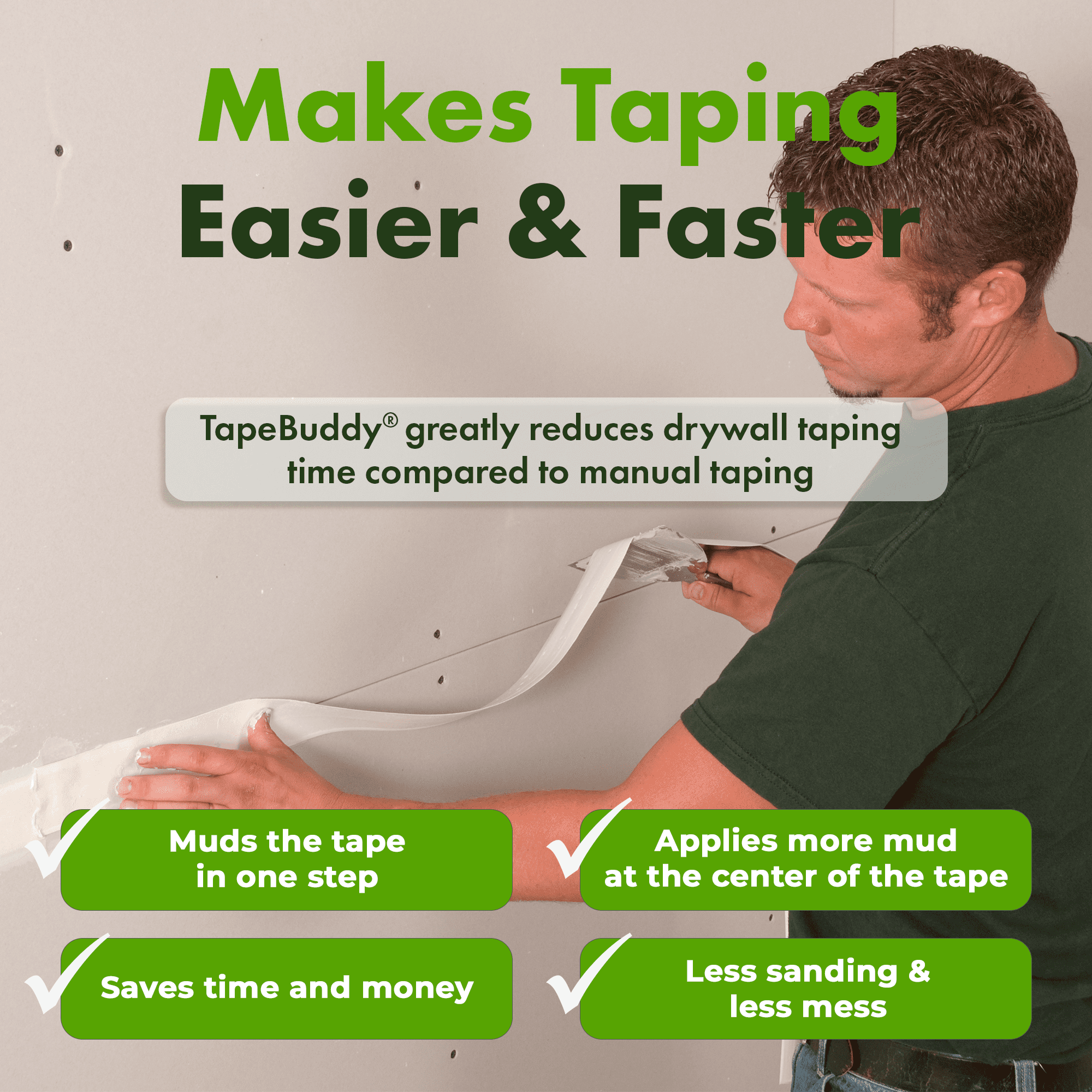TapeBuddy® by Buddy Tools – Free-Standing Drywall Taping Tool