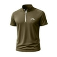 thumbnail image 2 of Blusa y camisa de manga corta con cuello alto para hombre, de verano, de color liso, ajustada, deportiva, con cremallera, de manga corta, con cuello alto., 2 of 5