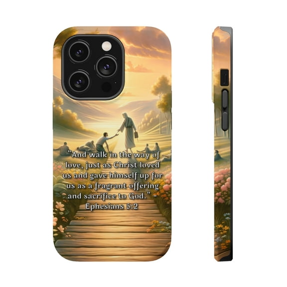DistinctInk Tough Case for Apple iPhone 15 Pro MAX (6.7" Screen), Compatible with MagSafe Charging - Ephesians 5:2 - The Way of Love Defined