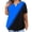 Blue, variant on USSUMA Summer Tops for Women 2025 Plus Size Tops For Women V-Neck Blouse Casual Loose Summer Short Sleeve Blouse Trendy Holiday Gift Finder Blue Polyester XXL