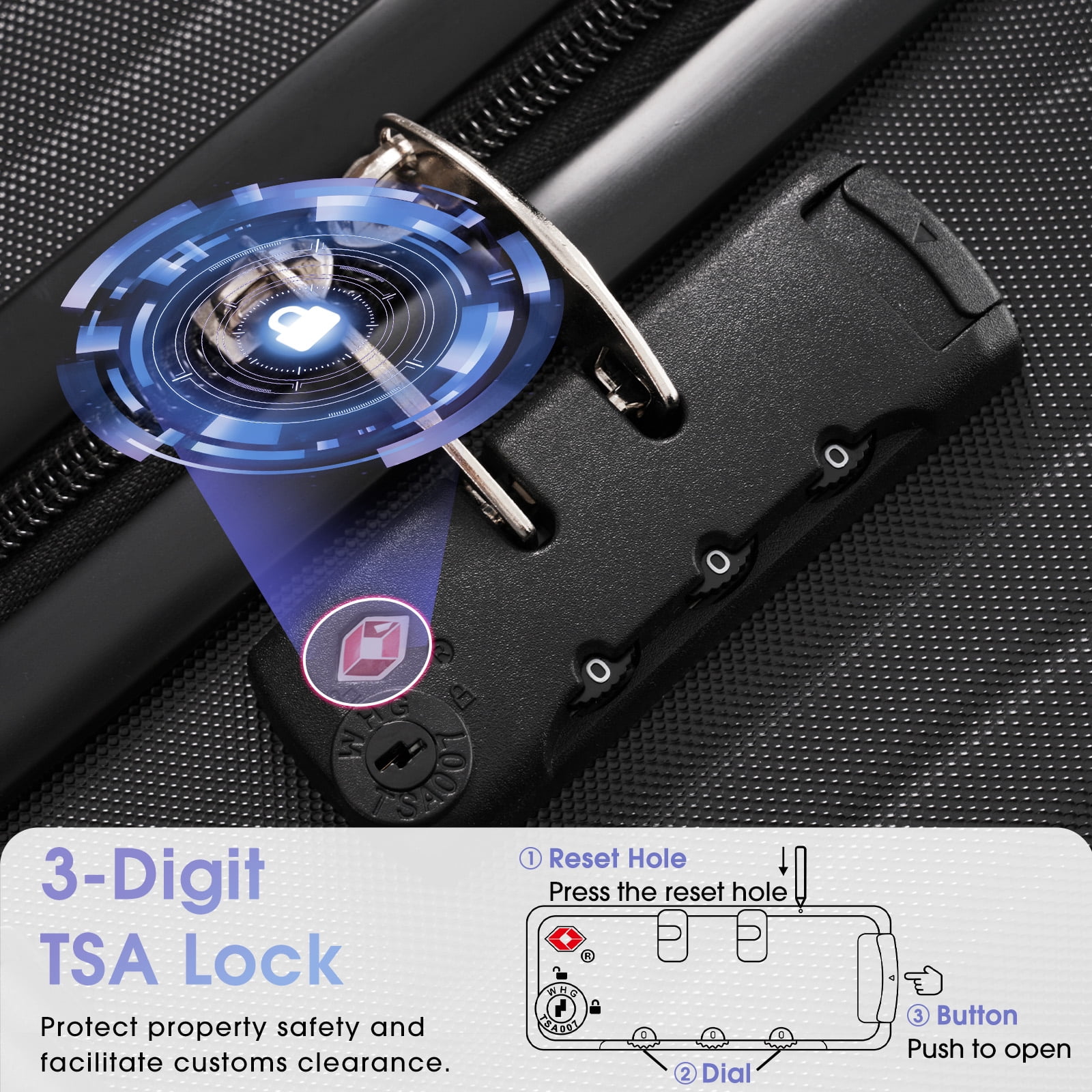 Luggage Set 3 Piece, Lightweight Durable ABS Suitcases with Spinner Wheels and TSA Lock, Carry-on & Checked Travel Luggage (20"/24"/28")