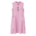 thumbnail image 5 of YueHuiYing Women Sleeveless Shirt Dress Ruffle Hem Cotton Tunic Tank Dress Button Up Swing Shift Mini Dresses, 5 of 7