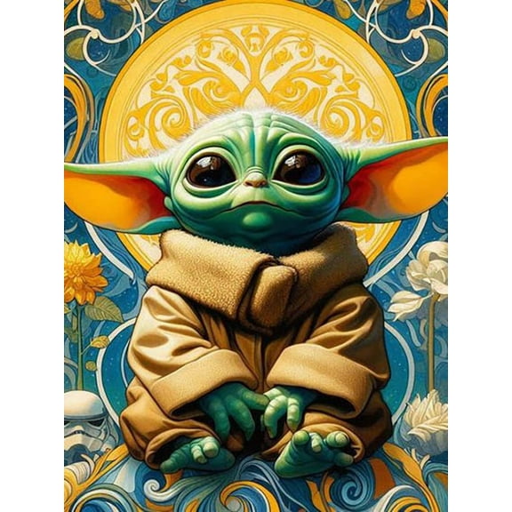 Yoda Baby Diamond Painting Kits for Adults, 5D Master Yoda Diamond Art Kits for Beginners, DIY Full Drill Paint with Diamond, Home Wall Decor 12 x 16 Inch