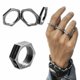 thumbnail image 3 of 13 Vintage plata hexágono hombres punk anillo joyería gótica jóvenes hip hop adolescentes, 3 of 5