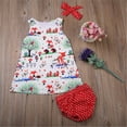 thumbnail image 2 of Bagilaanoe 3pcs Newborn Baby Girl Casual Christmas Outfits Animal Print Sleeveless Dress Tops + Shorts + Headband 6M 12M 18M 24M Infant Short Pants Set, 2 of 5
