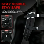 Mikolo Weighted Vest 12LBS, Dual quick Adjustable Chest Straps & Side Buckle Straps, Back Mesh Storage Pocket, Reflective Strips,Thick Shoulder Pads for Running, Cardio & Strength Workouts