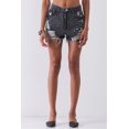 thumbnail image 1 of Ripped High-waist Front Zip-up Raw Hem Detail Distressed Mini Shorts, 1 of 1