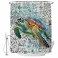 thumbnail image 2 of Coastal Turtle Waterproof Fabric Shower Curtain,Farmhouse Ocean Nautical Marine Life Waterproof Fabric Shower Curtain for Bathroom Curtains Bathtubs Hotel Shower Curtains with 12 Hooks Standard 66x72, 2 of 8