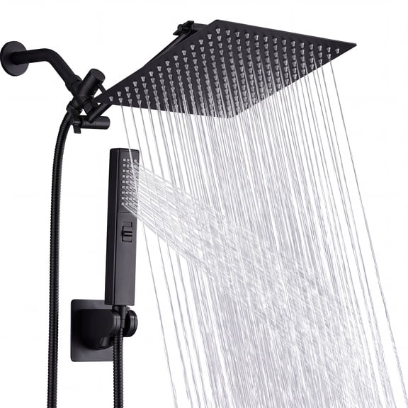 TVOFEK Rain Shower Head With Handheld Spray Combo, 10 Inch Stainless Steel High Pressure Shower head with Adjustable Extension Arm, with Anti-leak 60" Hose and Mounting Hardware for Bathroom
