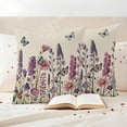 thumbnail image 3 of Purple Pink Floral Pillow Covers 2 Pack Spring Lavender Wildflowers Blue Butterfly Botanical Linen Texture Pillowcase Waterproof Outdoor Throw Pillow Cover for Patio Garden Square Cushion 24”x24”, 3 of 9