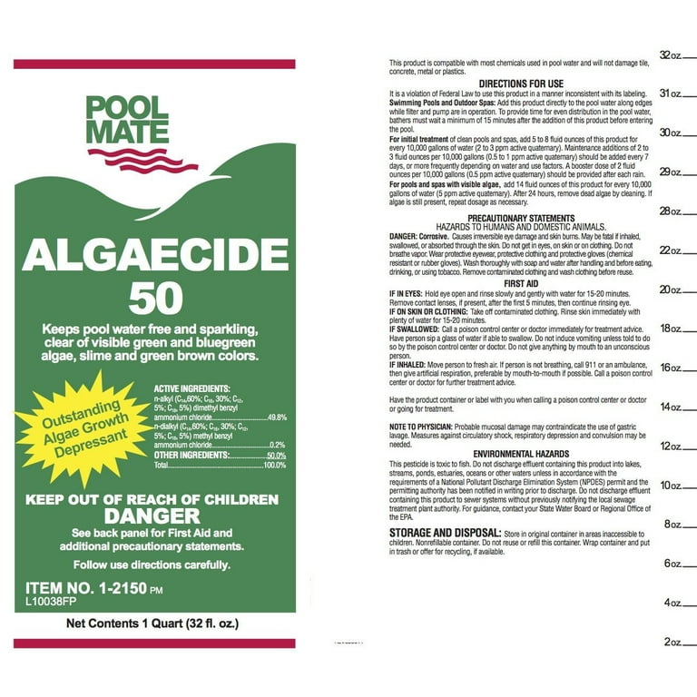 Pool Mate Pool Algaecide 50 (4Pack) 1215004 The Home, 49 OFF