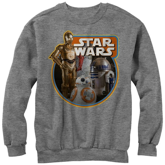 Men's Star Wars The Force Awakens Retro Droids  Sweatshirt Athletic Heather Small