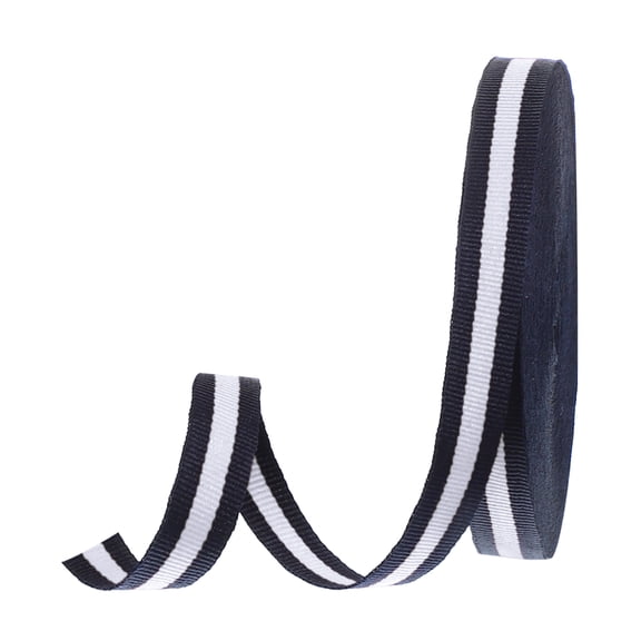 Uxcell 5/8" Navy White Striped Grosgrain Ribbon 25 Yard Polyester Stripe Ribbon