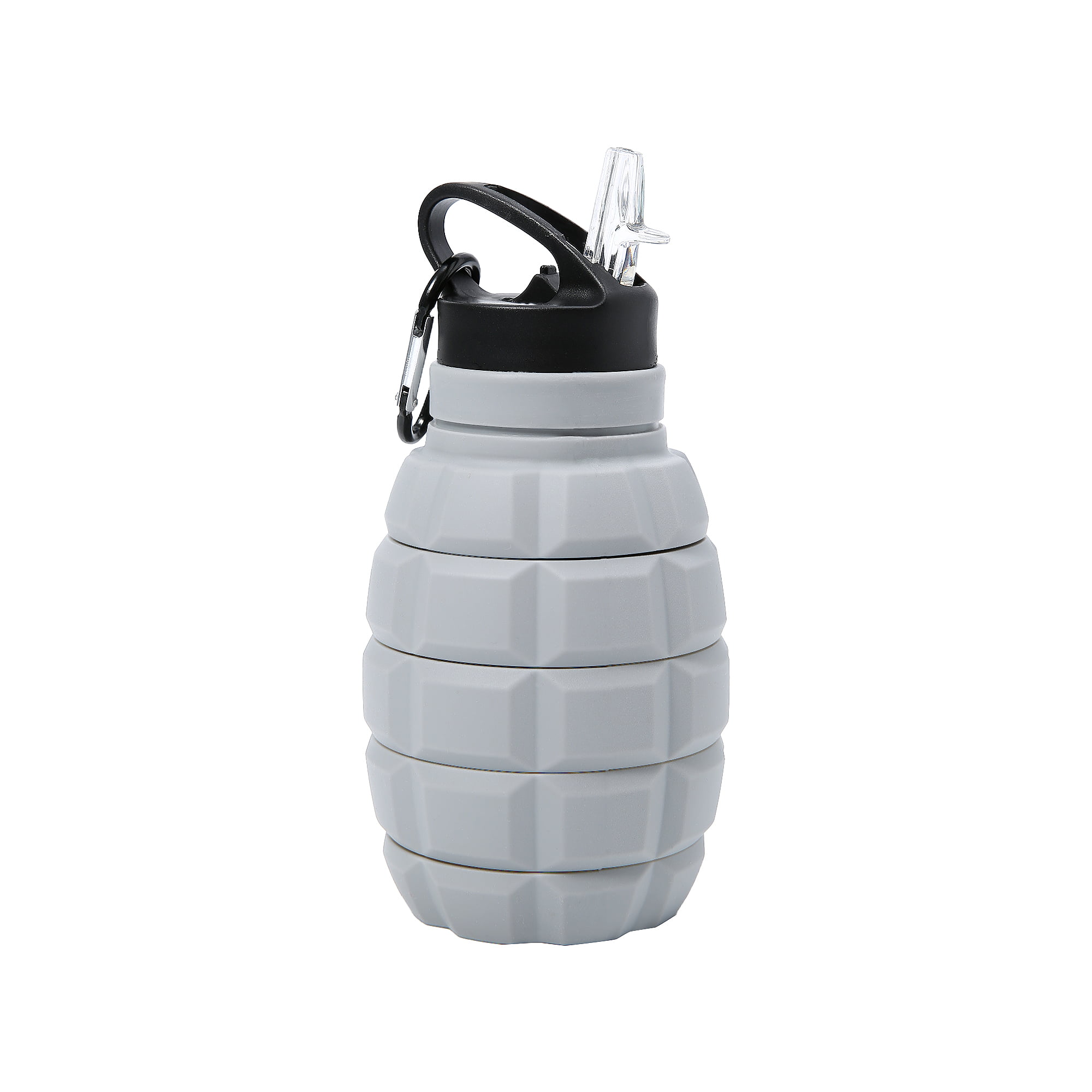 Collapsible Grenade Shaped Silicone Water Bottles 19.6 oz-Army  Green-Caribbean Blue-Caribbean Blue - Beverages
