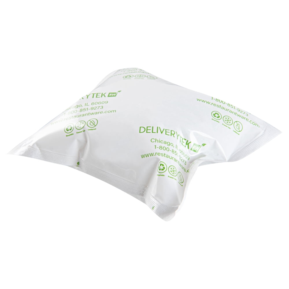 Restaurantware-Delivery Tek 5.1 x 4.5 Inch Shipping Ice Packs, 100 Durable Cold Packs - Easy-To-Use Design, Leakproof, Plastic Dry Ice Packs , Reusable, For Frozen Meat, Vegetables, or Beverages