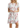 thumbnail image 1 of Fankiway Robe d'Été Imprimée pour Femmes Jour de l'Indépendance Décontractée à Manches Courtes Col Rond Grande Taille pour Femmes Courbes Robes de Printemps pour Femmes 6751, 1 of 5