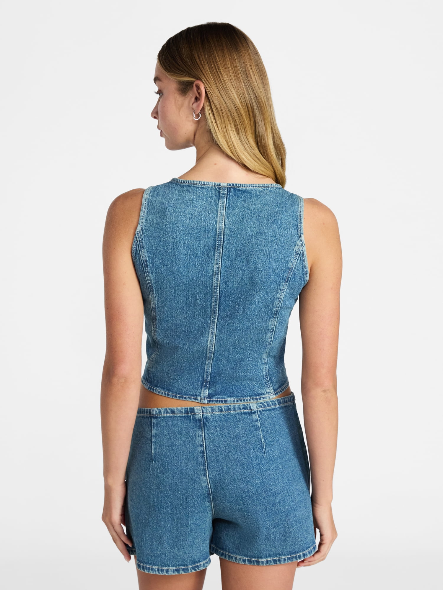 No Boundaries Cropped Denim Vest, Women’s XXS-XXL