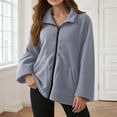 thumbnail image 2 of Fleece Jacket for Women Oversized Zip Up Sherpa Solid Color Jackets 2025 Fashion Fall Winter Warm Outwear, 2 of 5