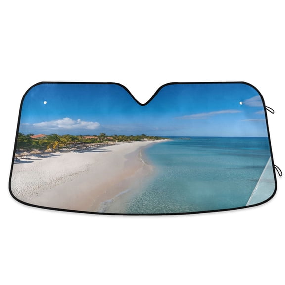 ALAZA Sea Summer Sky Windshield Sun Shade Car Foldable Visor Block UV Rays Protector 55"x27.6"
