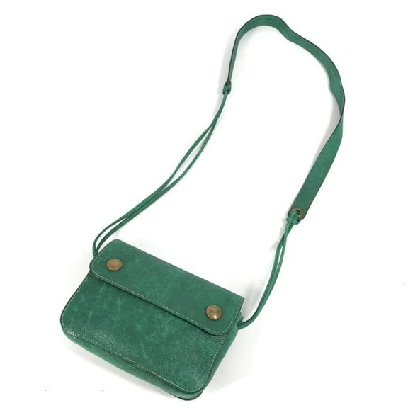 Pre-Owned HERMES Logo Pochette Mini Shoulder Bag Leather Women's Green (Fair)