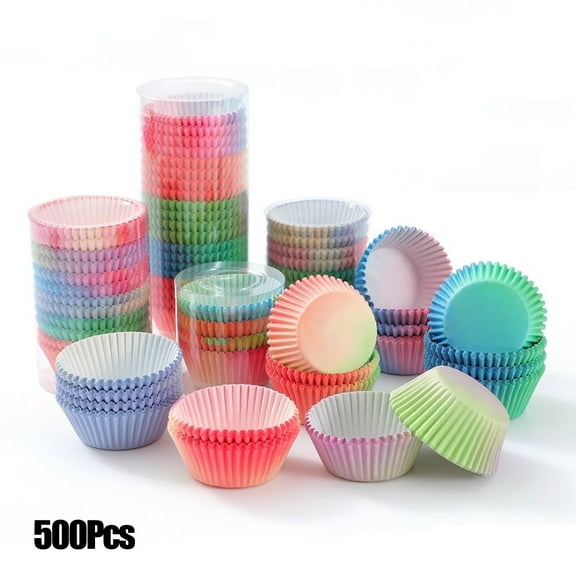 YMWVH 600-Pack Food-Grade Paper Cupcake Liners, Rainbow Assorted Colors, Non-Stick Baking Cups for Muffins & Snacks