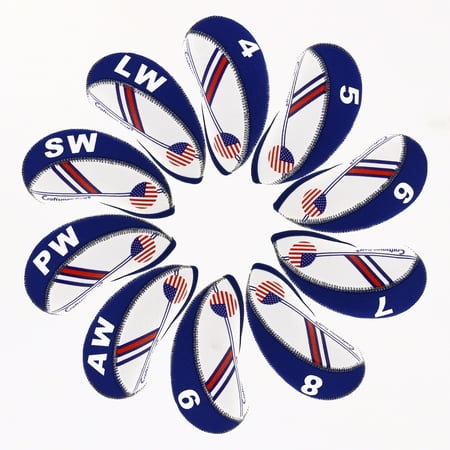 - Craftsman Golf White & Blue US Flag Neoprene Wedge Iron Headcovers Set of 10PCS