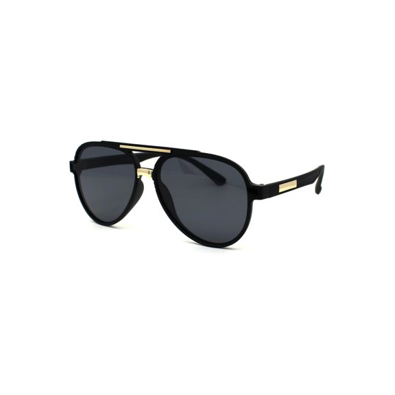 Mens Gentlemans Mod Designer Plastic Racer Sunglasses Matte Black Gold Black