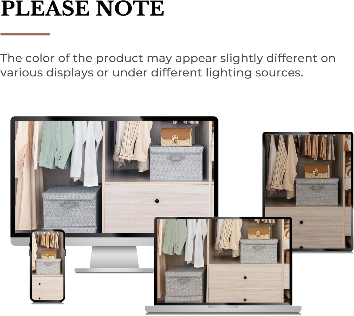 GRANNY SAYS Storage Bins with Lids, Large Fabric Storage Boxes, Collapsible Closet Organizers and Storage, Gray, 2-Pack