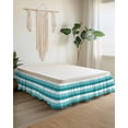 thumbnail image 2 of Turquoise Blue Bed Skirt California King Size 18" Drop and White Striped Geometric Ruffled Wrap Around Bed Skirts Adjustable Elastic Bedskirt Dust Ruffle for California King Size Bed, 2 of 7