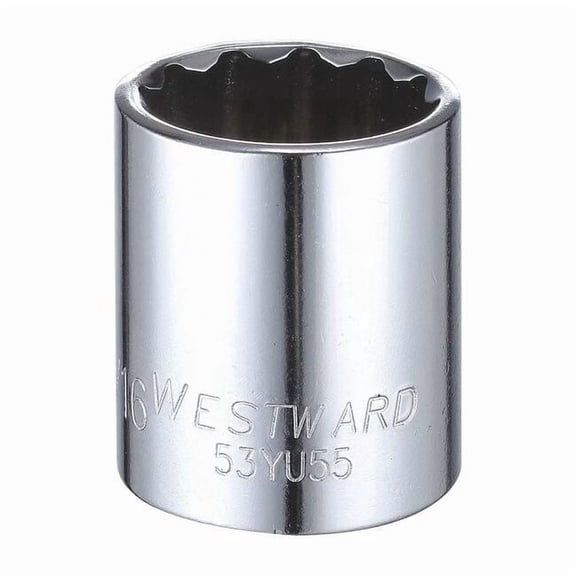 Westward Socket, Steel, Chrome, 1 1/16 in 53YU55