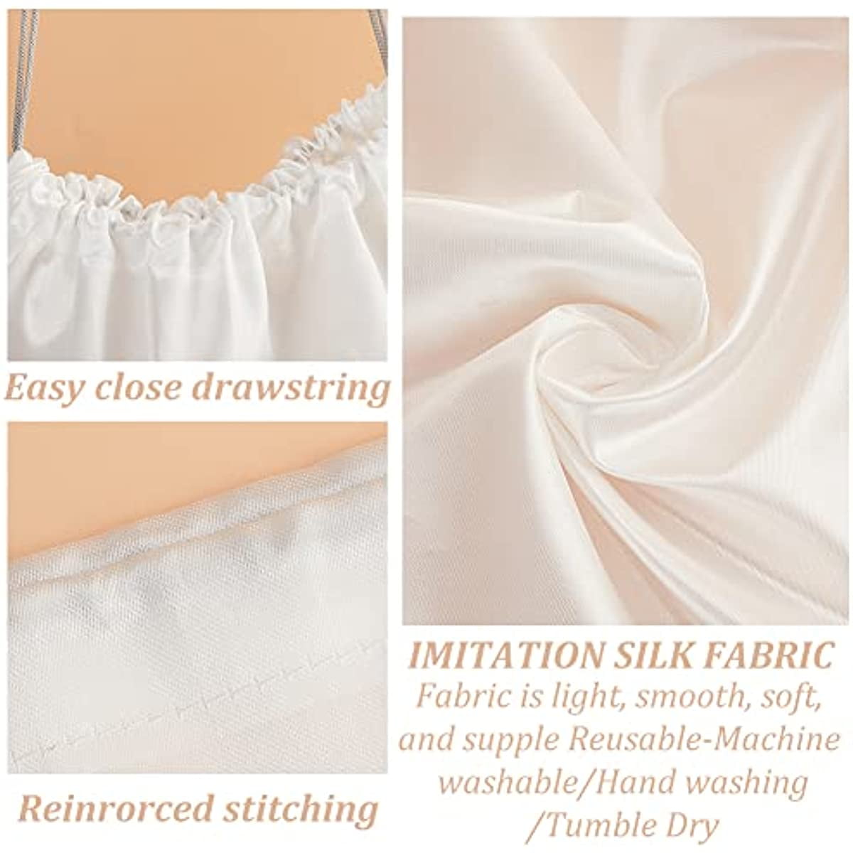 12 Pcs Silk Dustproof Drawstring Bags 15.7x20 White Large Size Drawstring Storage Bags Big Silk Gift Jewelry Bags Travel Storage Pouches for Clothes Handbag Purse Shoes
