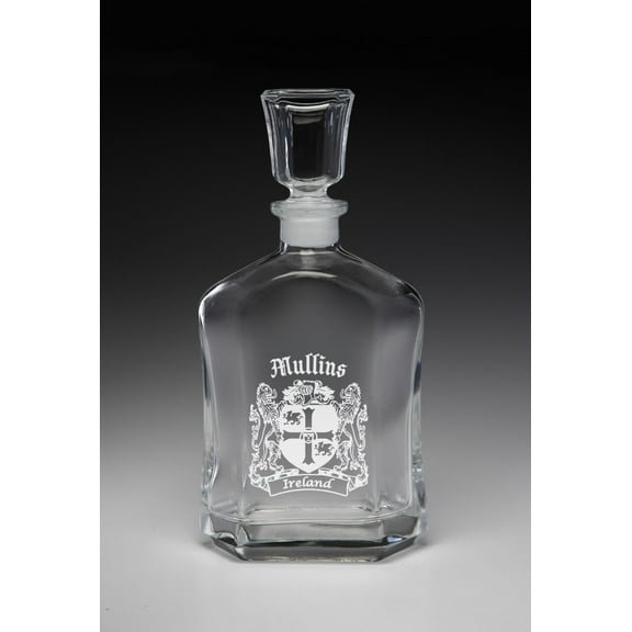 Mullins Irish Coat of Arms Whiskey Decanter (Sand Etched)