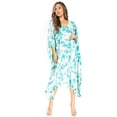 thumbnail image 5 of Sakkas Clementine Women's Tie Dye Caftan Dress/Cover Up Beach Kaftan Boho Summer - 36-Green - One Size, 5 of 5