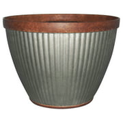 Southern Patio HDR-054795 15" x 11" x 1" Round Silver and Brown Resin Plant Planter