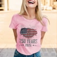thumbnail image 2 of CUSTG Women T-Shirts Casual Short Sleeve Round Neck T Shirt With Letter Print American Flag Print Round Neck Everyday Independence Day Classic 1776-2026 Tops, 2 of 4