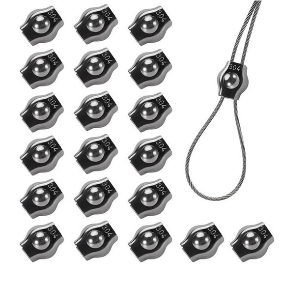 20PCS 5/32 Inches Stainless Steel Wire Rope Cable Clip Clamp, Simplex Single Bolt Wire Rope Clips for 5/32In Wire Rope