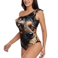 thumbnail image 4 of Balery Colorful Flower German Shepherd One Shoulder Swimsuits for Women Ruffle Swimsuits Tummy Control One Shoulder Bathing Suits-Large, 4 of 8