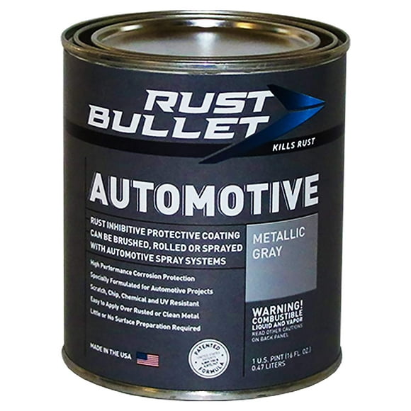 Rust Bullet - Automotive Rust Inhibitor Paint - Rust Preventive Protective Coating - No Topcoat Needed - Pint, Metallic Gray