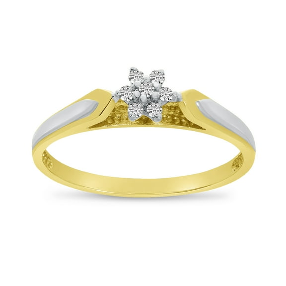 14K Yellow Gold Diamond Cluster Ring