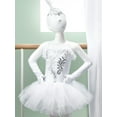 thumbnail image 3 of LiiYii Kids Girls Ballerina Swan Lake Outfit Set Sequined Ballet Dance Leotard Dress Tutu Skirt White 6, 3 of 7