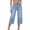 BU2, variant on Capri Jeans for Women Elastic High Waist Relaxed Fit Washed Blue Wide Straight Leg Denim Capris with Pockets Cropped Jeans