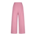 thumbnail image 6 of Casual Pants For Women Sevevn Women's Linen Blend Wide Leg Cropped Pants High Waist Drawstring Casual Capris with Pockets Pink S, 6 of 7
