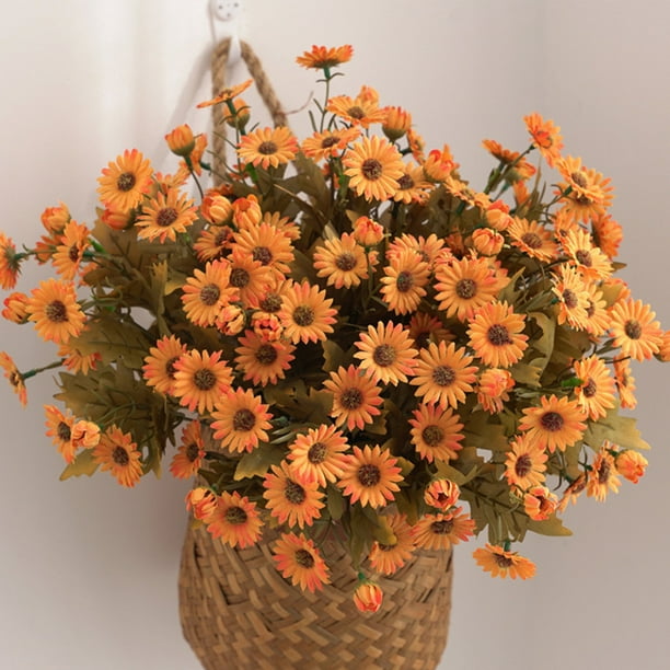 Xihbxyly Arreglo Floral de Manzanilla, Plantas Artificiales Realistas, Colores Amarillo y Rosa Brillantes, Decoración Vibrante para El Hogar, Accesorios de Fotografía para Sala de Estar y Bodas, Tama