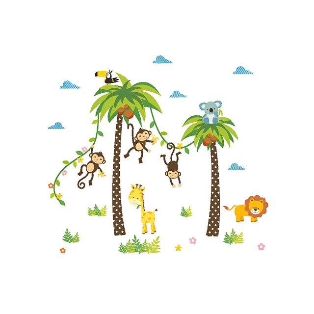 Wosthever Adhesivo de pared de animales de árbol, Fondo de PVC, paredes de salón, Mural DIY, papel tapiz, arte, decoraciones impermeables, calcomanías, Decoración del hogar Wosthever HA075078-01
