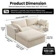 thumbnail image 6 of Eyisean 78.8" Corduroy Cloud Loveseat Couch with Ottoman, 2 Seater Comfy Boneless Couch with Throw Pillow, Removable Cushion, Lounge Sofa in a Box, Modular Sectional Sofa for Living Room, Bedroom, 6 of 13