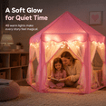 thumbnail image 4 of Wilwolfer Princess Castle Kids Indoor Play Tent, Pink Hexagon Fabric Playhouse with Star Lights, Large with Carrying Bag, 4 of 10