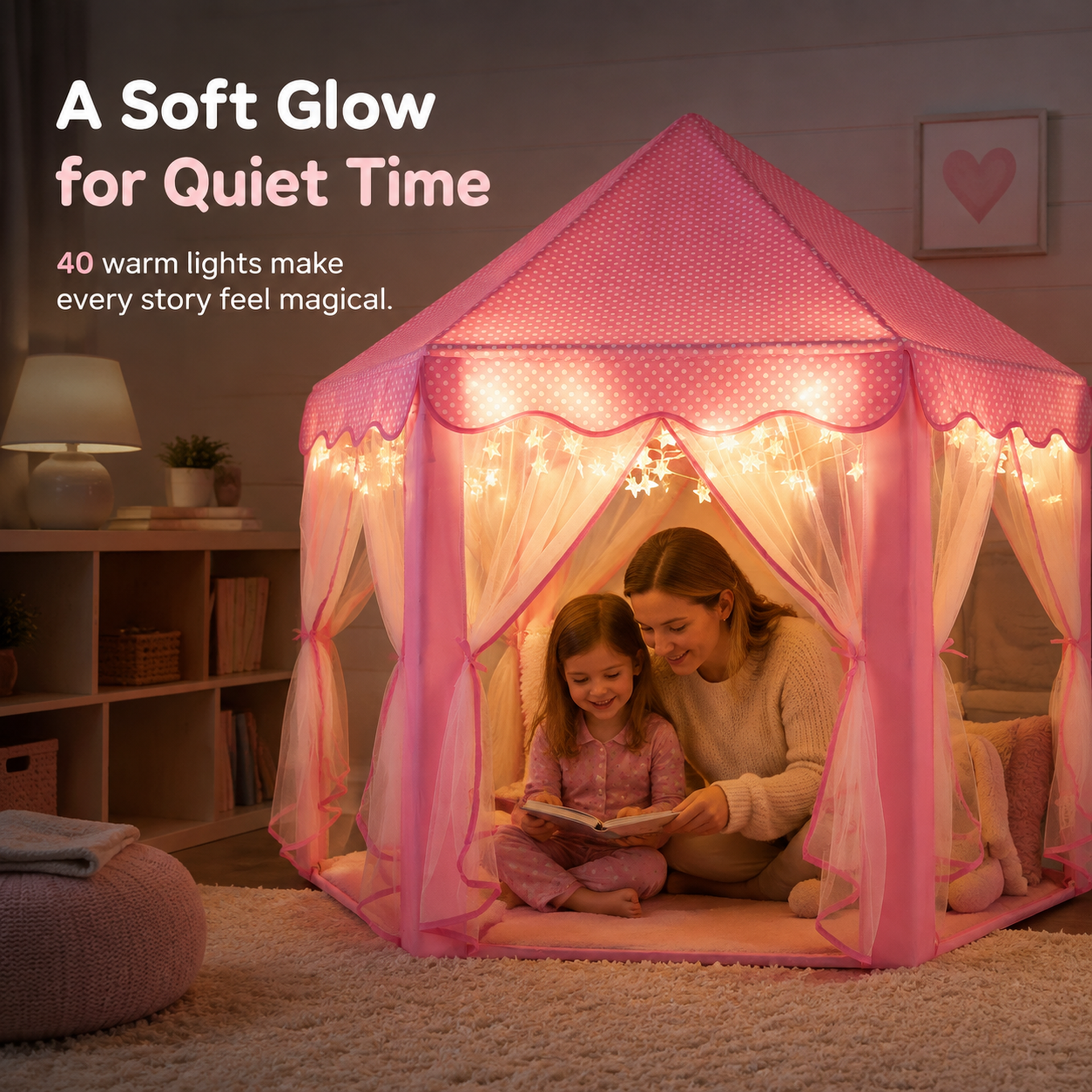 Wilwolfer Princess Castle Kids Play Tent with Lights photo 3