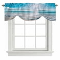 thumbnail image 2 of Summer Ocean Marine Waves Tie Up Valances Curtain, Adjustable Kitchen Modern Blue Ocean Valances for Windows Decor, Rod Pocket Short Curtains Set for Bedroom/Bathroom, 60"x18", 2 of 9